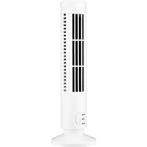Tower Fan Adjustable USB Cooling Fan Standing Bladeless Floor Air Cooler for Home Office Black/White