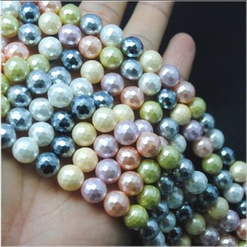 38pcs top selling shell beads mother of pearls size 10mm faceted beads accessories for charms bracelets makings