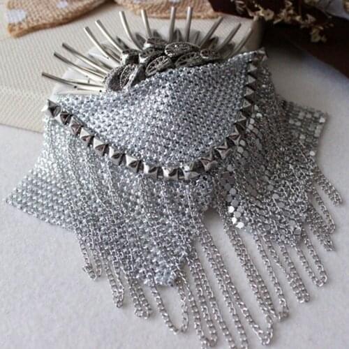 One piece breastpin tassels shoulder board mark knot Epaulet metal badges applique patches for clothing HE-2564