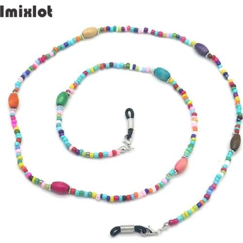 NEW Fashion Oval Wooden Beads Sunglasses Chains Colorful Reading Beaded Glasses Chain Eyewear Cord Holder Lanyard Necklace