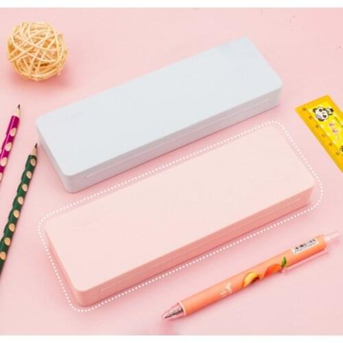 Y8AC Cute Fresh Color Pencil Bag Portable Matte Plastic Pen Case Novelty Pencil Case Large Capacity Stationery Organzier Box