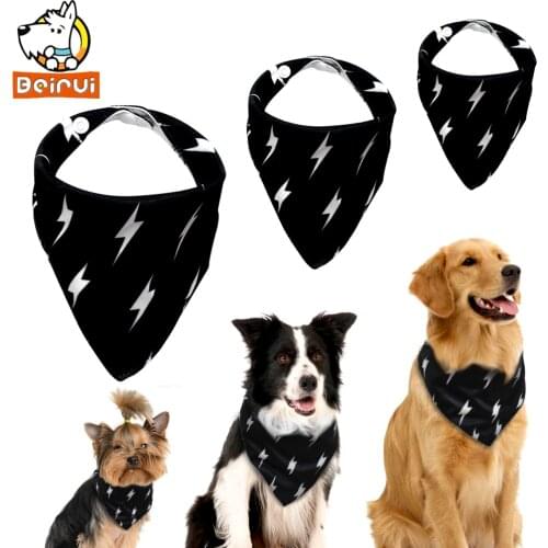 Adjustable Dog Bandana Black Pet Accessories Triangular Bandage Cat Neckerchief Printed Dogs Bib for All Breeds Pitbull Yorkie