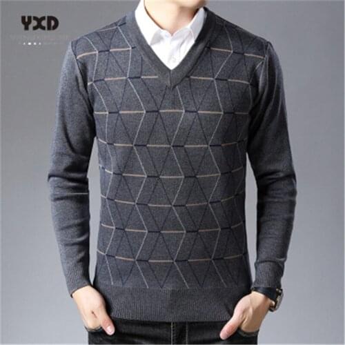 2020New Fashion Brand Sweater For Mens Pullovers V Neck Slim Fit Jumpers Knit Thick Warm Autumn Korean Style Casual Clothing Men