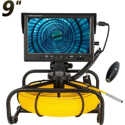 Pipe Inspection Camera, POMIACAM 6.5mm Drain Sewer Pipeline Industrial Endoscope with 9"Color LCD Monitor 16GB TF DVR Snake Vid