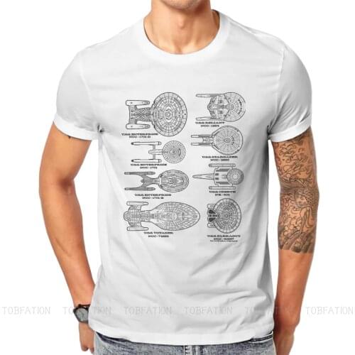 Ships Of the Past Schematics Hipster TShirts Star Trek Trekkers TOS Space Film Male Style Pure Cotton Tops T Shirt Round Neck