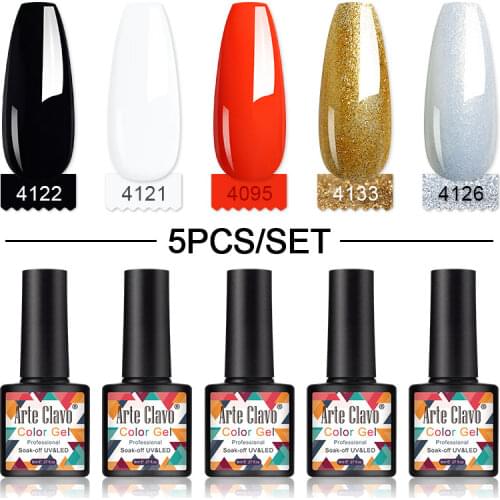 Arte Clavo 2/5PCS Gel Varnish Hybrid Nail Gel Polish Set For Manicure Semi Permanent UV Primer Top Coat Nail Art Gel Nail Polish
