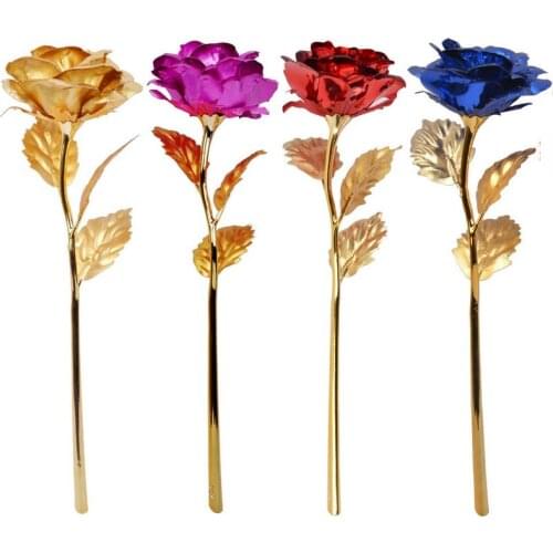 Artificial Flowers 24k Gold Rose New Year Valentine Day Gift Present Foil Flowers Home Decor Forever Roses Artificial Flowers