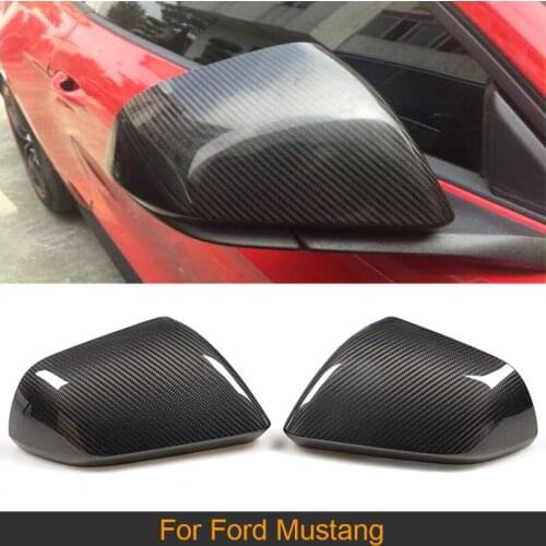 Carbon fiber car side rear mirror fender cover for Ford Mustang 2015 2016 2017 Add On