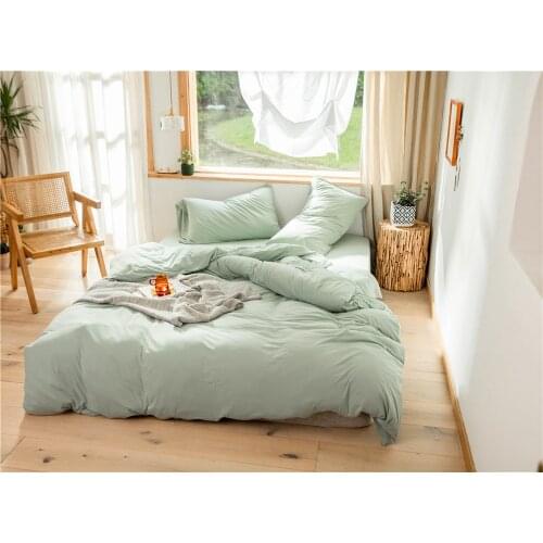 3/4pcs 100% Cotton Jersey Knitted Bedding Sets White Green Grey Pink Yellow Duvet Cover Fitted Bed Sheet Shams Single Queen King