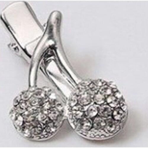 Cute hot 2021 New Arrival crystal Fashion cherry rhinestone hairpin / hair clips gift accessories for women