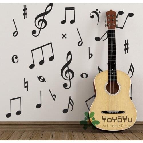 Pack of 50 Music Wall Stickers - Music Symbols Wall Decals for kids baby room Decoration DIY Art Poster adesivo wall mural WA-4