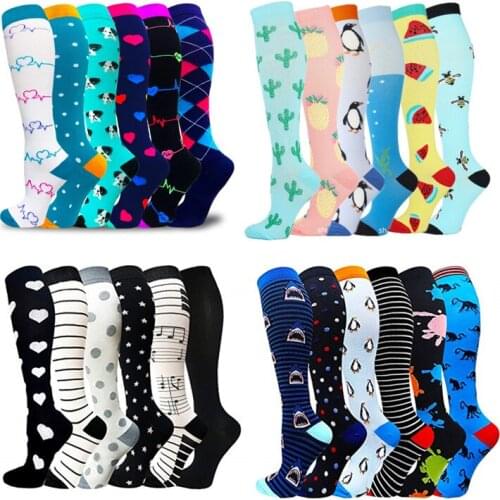 6 Pairs Compression Stocking Women Knee High Edema Anti Fatigue Diabetes Varicose Veins Summer Running Sports Compression Socks