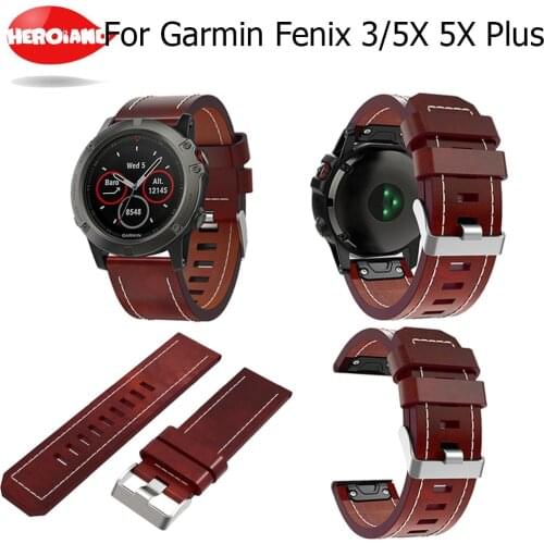 New Leather wrist Watch Strap Easy fit quick Bracelet Belt 26MM For Garmin Fenix 3/ Fenix 5X 5X Plus Smart Watch band wristband