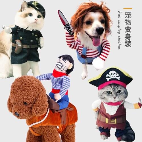 Small Dog Clothes Cartoon Pet Cowboy Horseback Riding Costume Pet Supplies Costume Cospaly Halloween Dog Clothes Dog Fancy Dress