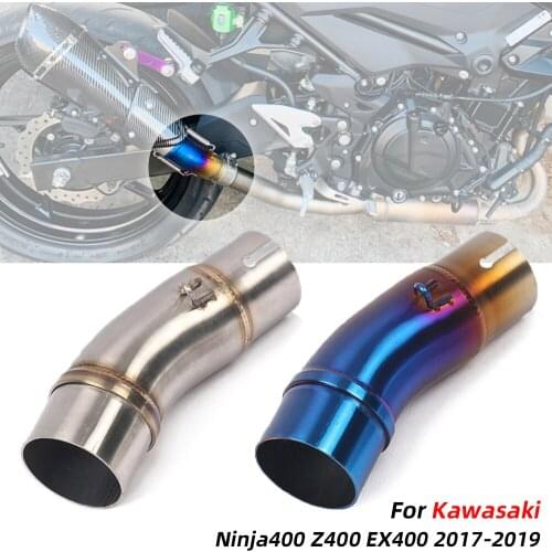 REALZION Motorcycle Slip On Middle Exhaust Link Pipe Adapter Connector Added Coating Process For Ninja400 Ninja Z400 Z 400 EX
