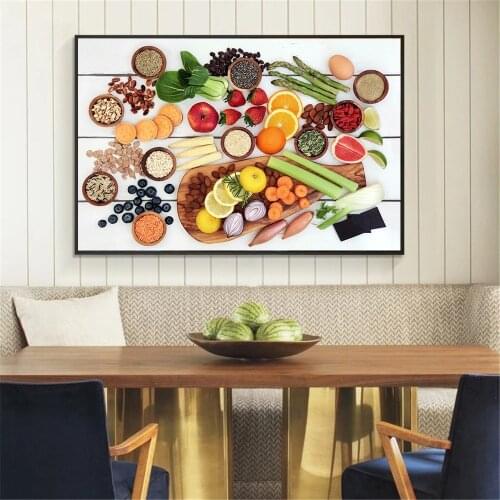 Kitchen Food Painting Poster Vegetable and Fruit Poster Canvas Wall Art Painting Canvas Print Dining Room Decor Modern Artwork