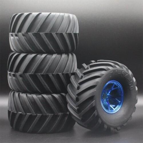 RC 1:10 Monster Truck Rubber Tires Tyre+Plastic Wheel Rim 4Pcs 0703-3003 For HPI HSP