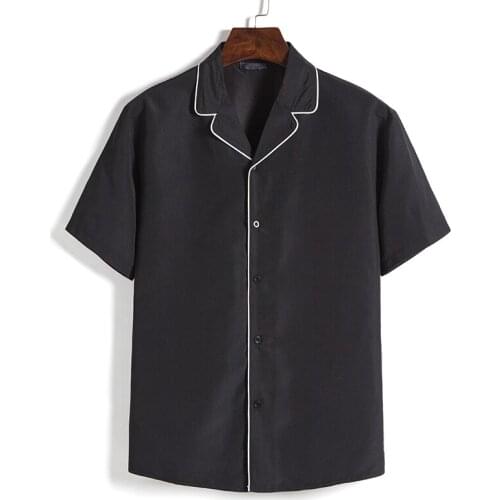 Men Shirt Men Short Sleeve Shirt Pure Colour Leisure Fashion Shirt Hip Hop Holiday Beach Entertainment Men Tops