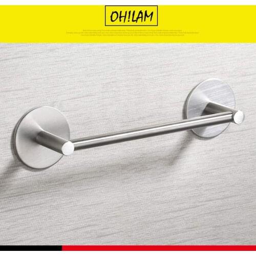 SUS304 Self-Adhesive Towel Racks Wall Mounted Towel Hanger Bathroom Towel Bar Shelf Roll Holder Hanging Hook Bathroom Organizer