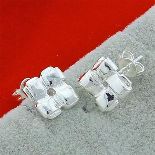 NEW 925 Sliver Color Square Stud Earrings Fashion Jewelry For Women&Girls Trendy Christmas Gift Daily Party Accessories