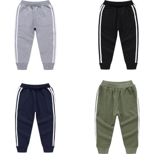 0-12Years Winter Clothing Cotton Children Trousers Boys Elastic Side Stripe Sports Pants for Girls Spring Autumn Kids Sweatpant