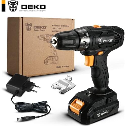 DEKO GCD16DU5 16V 16Volt Max Electric Screwdriver Cordless Drill Mini Wireless Power Driver DC Lithium-Ion Battery 2-Speed