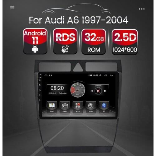 Stereo Auto Car Radio Multimedia Video Audio Player Android 11 For Audi A6 S6 RS6 1997 - 2002 2GB+32GB GPS RDS FM BT Navigation