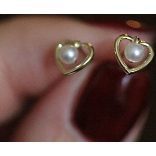 CCFJOYAS 925 Sterling Silver Pearl Heart Stud Earrings For Women Korean Style Simple Mini Earrings Fashion Jewelry Best Gift