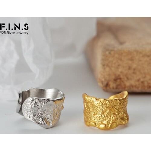 F.I.N.S 1PC Korean Fashion Woman S925 Sterling Silver Wrinkle Ear Clip No Puncture Uneven Surface Wide Ear Cuff Fine Jewelry