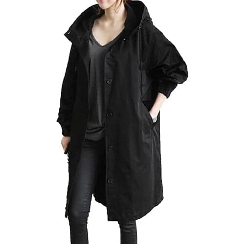 Women Winter Trench Coats Loose Hooded Wild Elegant Windbreaker Comfortable Coat Outwear Long Sleeve Куртка Женская Oversize