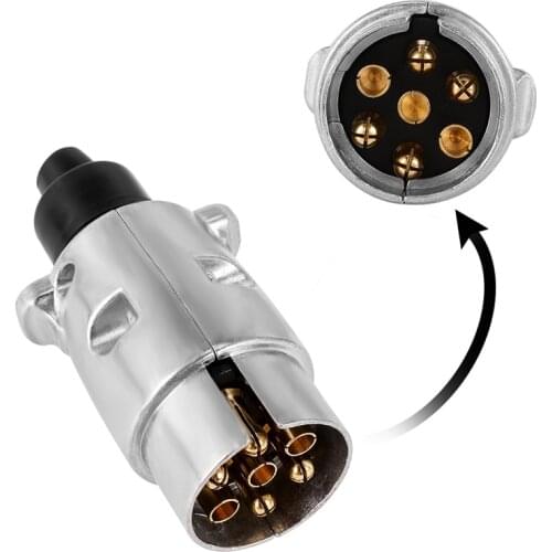 12V 7 Pin Trailer Metal Plug Socket Waterproof Auto Lamp Connector Apply to Truck RV Cars Boat Trailer Caravan Accessories
