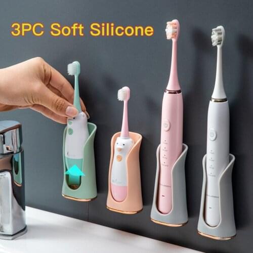 2/3PC Silicone Electric Toothbrush Holder Wall-Mounted Traceless Toothbrush Organizer Storage Stand Rack Bathroom Accessories