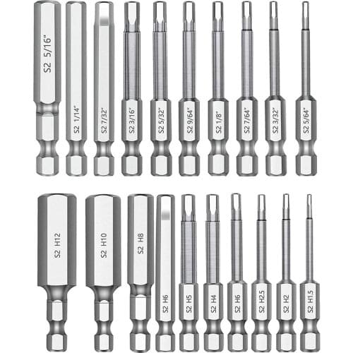 20PCS Hexagonal Bit Combination Chrome-plated Weak Magnetic Bit Prevent Corrosion Hexagonal Bit Batch