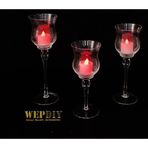 5 sets of Glass candle holder living room dining table creative romantic home decoration cabinet decoration crafts