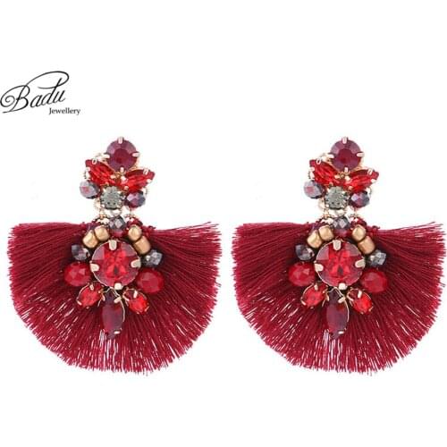 Badu Tassel Earring 2018 New Arrival Women Vintage Fashion Crystals Stud Earrings Baroque Statement Handmade Pendientes