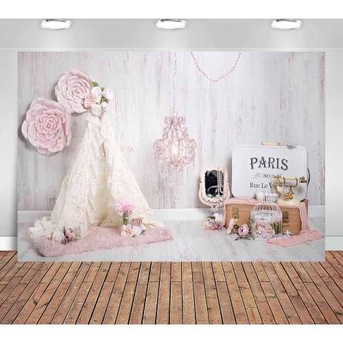 White Tent with Wood Planks Fabric Background Backdrop for Taking Photo of Newborn Baby Shower Birthday Photo Booth Prop Banners