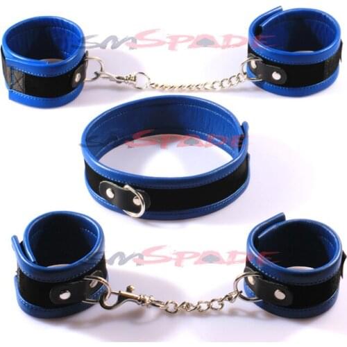 Free shipping restraint kit real leather sex toy for couples 3pcs handcuffing kit red Adult Sex Productsfor couples sex game