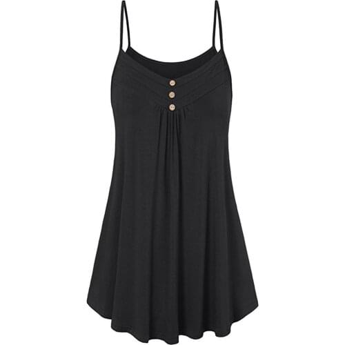 Plus Size 5xl Tops women 2021 Summer Tank Top Loose Button V Neck Cami Tank Solid Vest Top Sleeveless Ladies Clothes топ женский