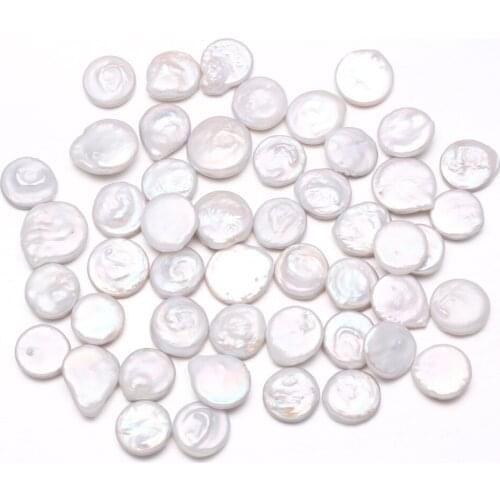 AA+ Natural Freshwater Cultured Button Pearl White Beads For DIY Decorative Jewelry