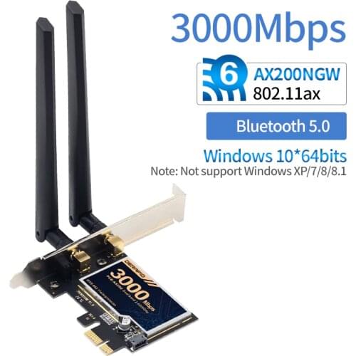 3000Mbps Dual Band Wireless PCIe Adapter For Intel AX200 Wifi 6 Wlan Card 802.11ax 2.4G/5Ghz Bluetooth 5.1 PCI Express Adapter