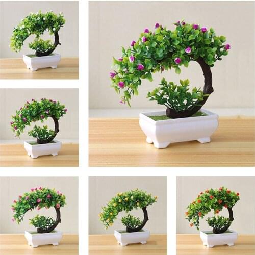 FAD HOME GARDEN DECOR FAKE POTTED FLOWER PLANT BONSAI AM_ ARTIFICIAL ORNAMENT GIFT