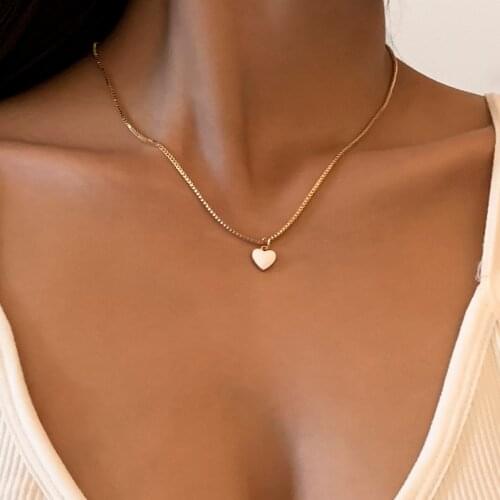 Ingemark Simple Little Peach Heart Pendant Choker Necklace for Women Exquisite Clavicle Chain Necklaces Bijoux Collares Jewelry