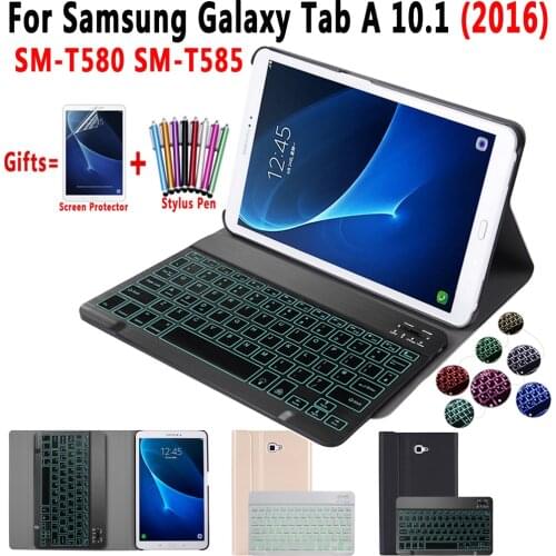 Light Backlit Keyboard Case For Samsung Galaxy Tab A A6 10.1 2016 SM-T580 SM-T585 T580 T585 Tablet Cover Bluetooth Keyboard