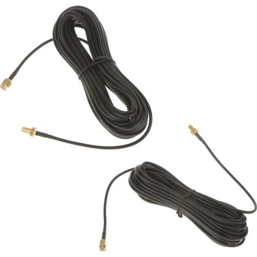 2 Pieces RP-SMA Coaxial Extension Cable for WiFi LAN WAN Router Antenna and Two-Way Radio Applications 50 ohm Cable Black