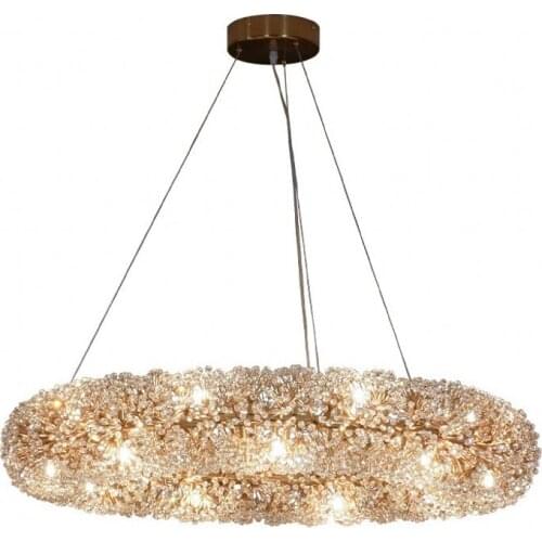 Round living room crystal chandelier modern flower lamp gold bedroom cristal lights,luxury clothes shop lighting