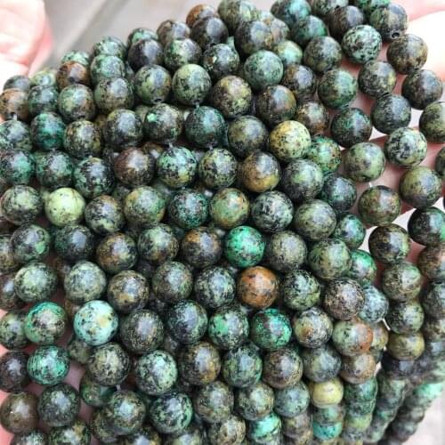 Round Natural African Turquoises Stone Beads 6/8/10MM Pick Size Loose Stone Beads For Jewelry Making DIY Bracelet Strand 15