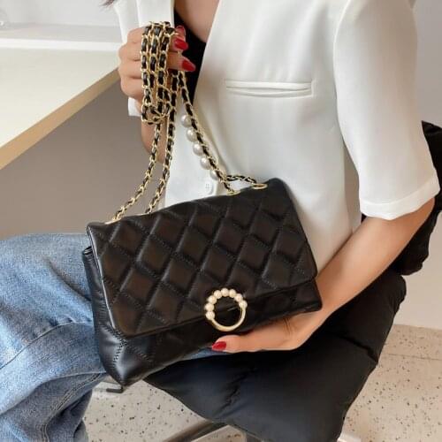 Fashion PU Leather Crossbody Shoulder Bag for Women 2021 Trendy Luxury Solid Color Chain Handbags Female Travel Sac a Main
