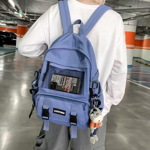 Youth Laptop Backpack 2021 Fashion Trend Nylon Waterproof Campus School Bag Solid Color Soft Large Capacity Travel Backpacks Sac