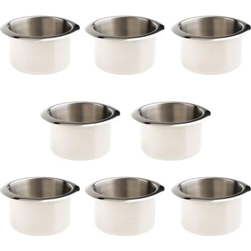 Marine Car Truck RV Cup Drink Holder Storage Base Stainless Steel Polished,Pack of 8