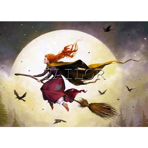 Mosaic cuadros full square embroidery Cross stitch 5d diamond painting kit set Magician woman crow witch complet Dirll drawing